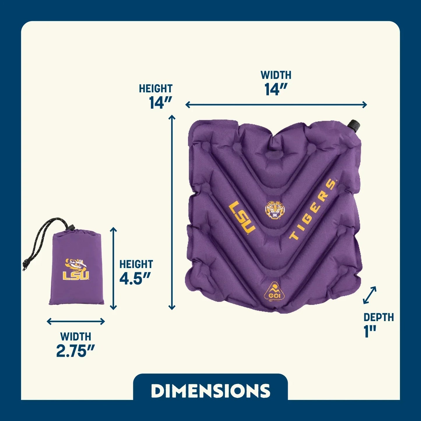 College V Seat™ Inflatable Stadium Cushion - LSU Tigers - NBO7